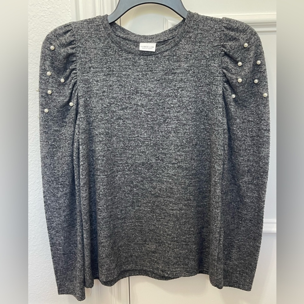 Zara Kids faux pearl appliqué knit sweater